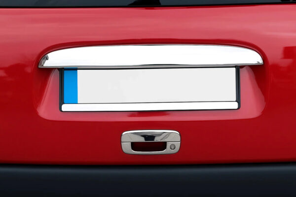 Chrome trim above license plate (1996-2002 3-door, stainless steel)